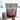 A bag of TAHA berry whey protein isolate sits on the arm of a vintage cross-country ski chair, and there is a pottery mug beside it with hot chocolate in it. The image is taken on a ski hill. There is lots of snow on the ground, and you can see the top of a T-bar ski lift on the left and condos on the right.